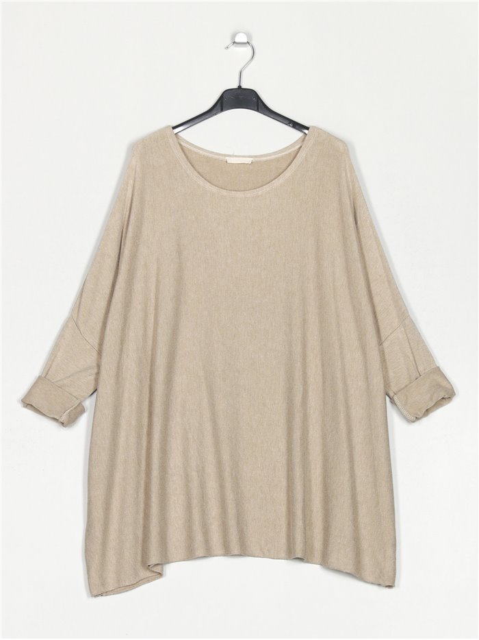 Plus size soft sweater camel