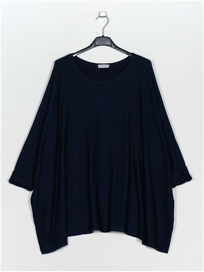 Plus size soft sweater marino