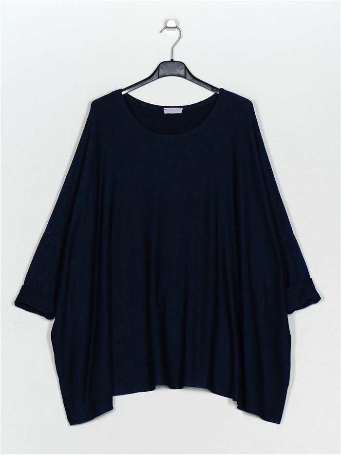 Plus size soft sweater marino