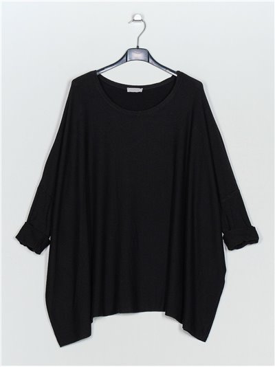 Plus size soft sweater negro