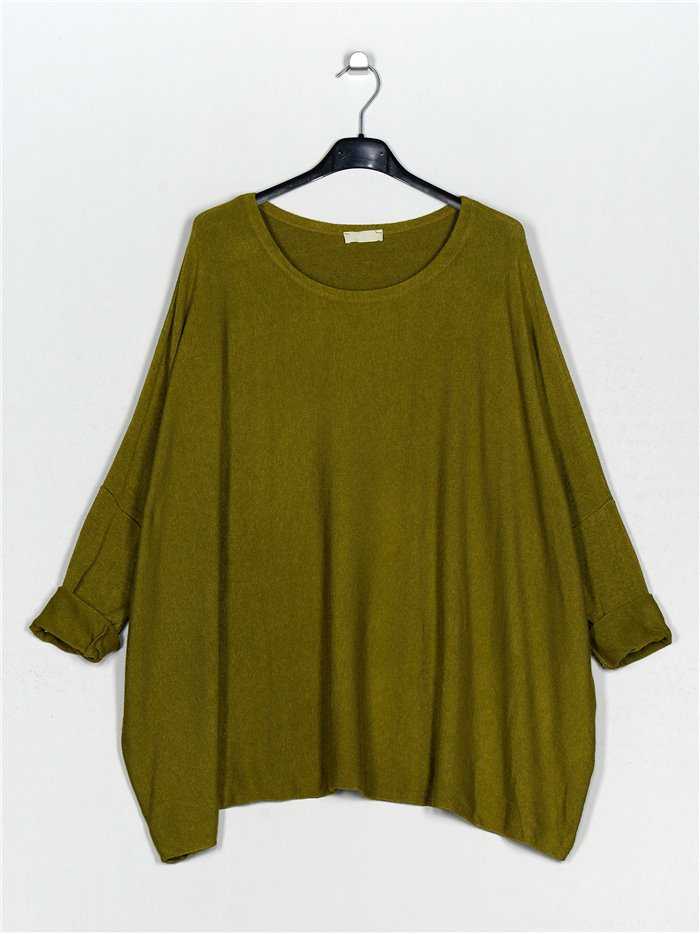 Plus size soft sweater verde-pistacho