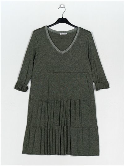 Metallic thread knit dress verde-militar