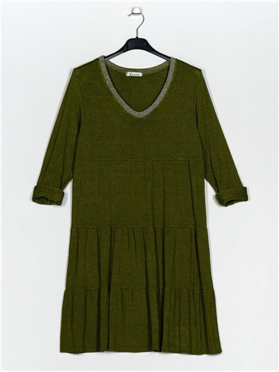 Metallic thread knit dress verde-pistacho