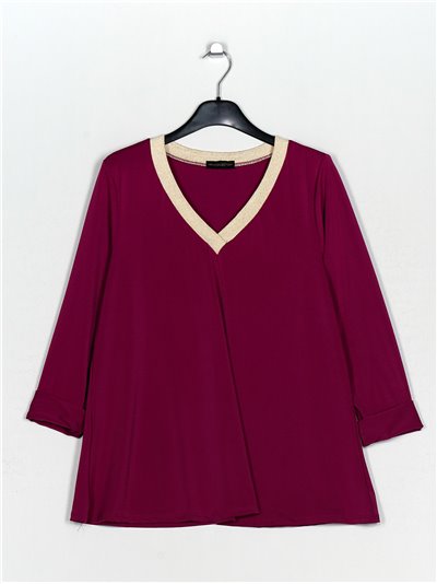 Metallic thread flowing t-shirt purpura