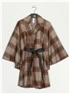 Checked soft cape camel