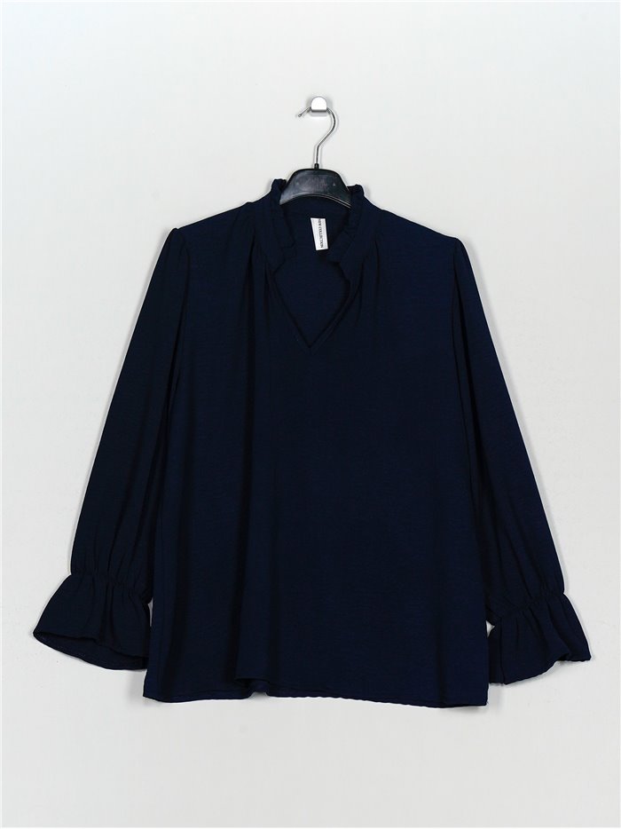 Oversize blouse with ruffles marino