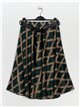 Printed skirt with belt verde-botella