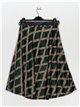 Printed skirt with belt verde-botella