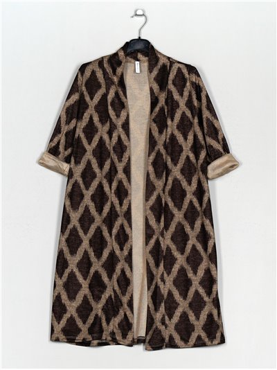 Printed cardigan marron