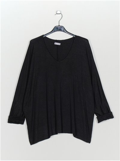 Plus size soft sweater negro