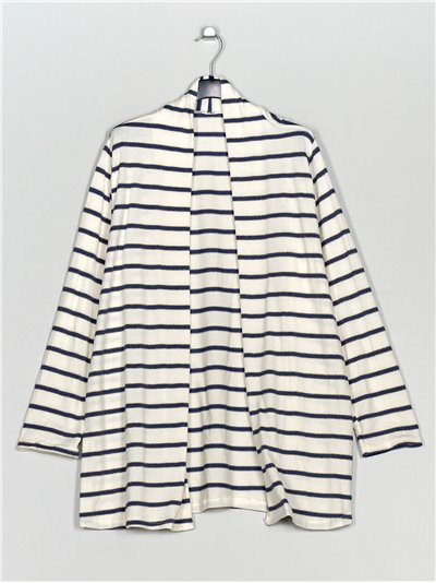 Plus size striped cardigan azul-vaquero