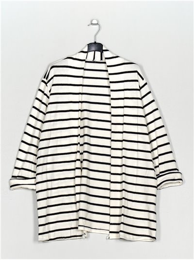 Plus size striped cardigan marino