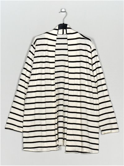 Plus size striped cardigan negro