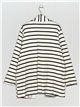 Plus size striped cardigan negro