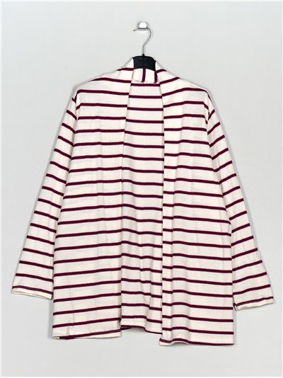 Plus size striped cardigan purpura