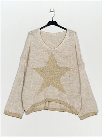 Oversized star sweater beis