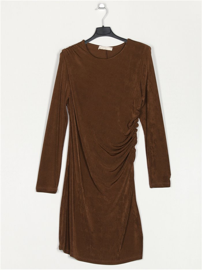 Gathered dress marron