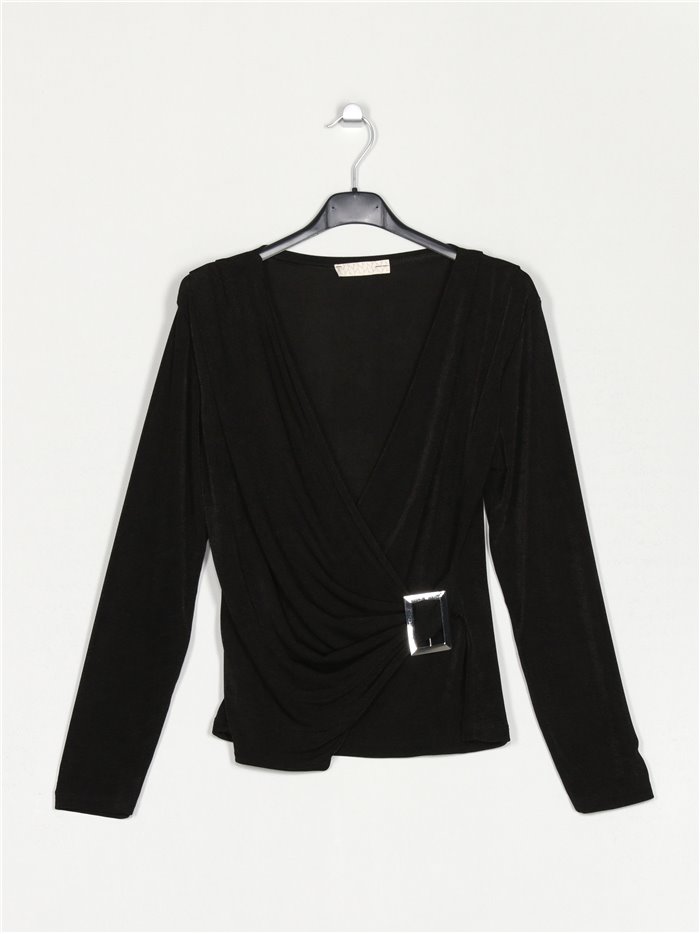 Gathered blouse negro