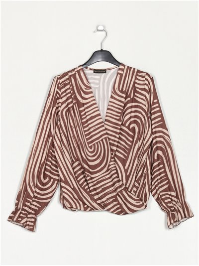 Printed blouse marron