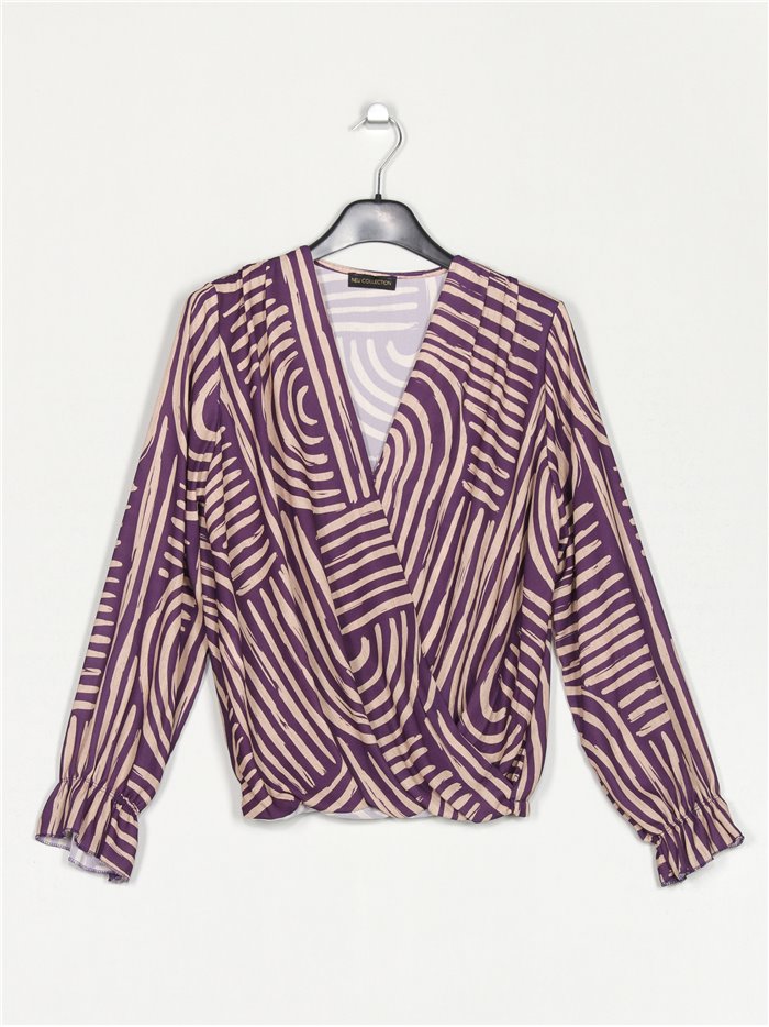 Blusa estampada gasa morado