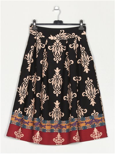 Volume printed skirt negro