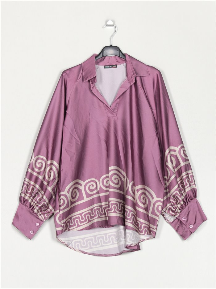 Oversized printed blouse malva