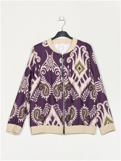 Printed bomber jacket morado