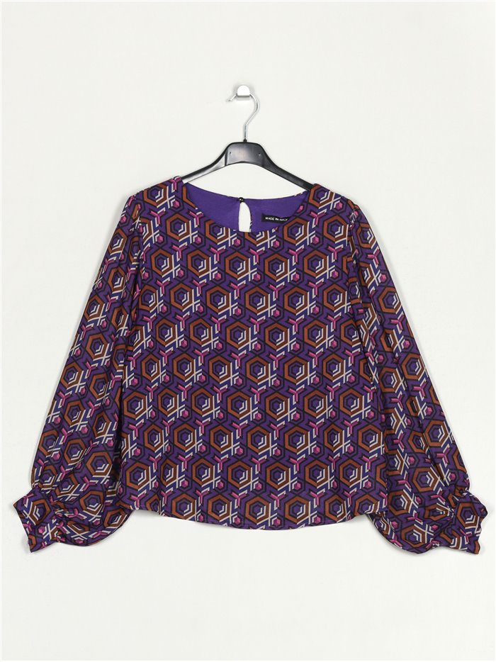 Blusa estampada gasa morado