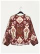 V-neck printed blouse marron