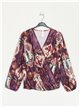 V-neck printed blouse morado