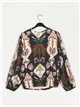 V-neck printed blouse negro