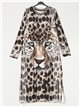 Maxi animal print dress leopardo-camel