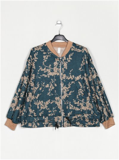 Floral bomber jacket teal