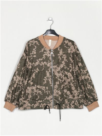 Floral bomber jacket verde-militar