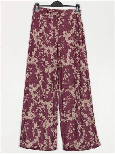 Straight leg floral knit trousers buganvilla