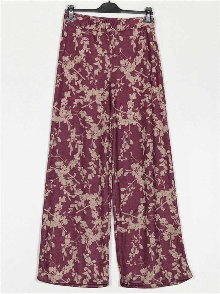 Straight leg floral knit trousers buganvilla