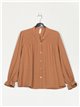 Oversized gathered shirt camel