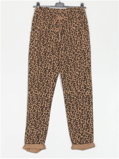 High waist plush trousers camel