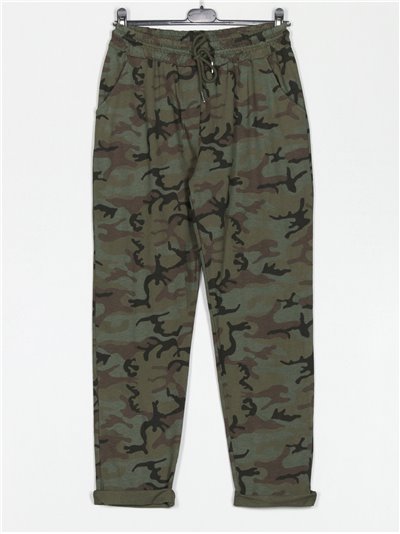 High waist plush trousers camuflaje