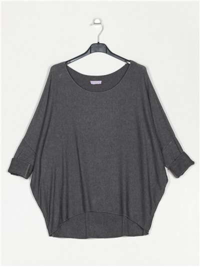 Plus size soft sweater gris