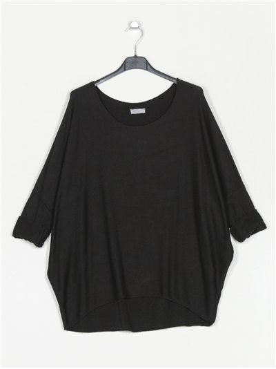 Plus size soft sweater negro