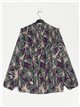 Gathered floral blouse morado