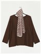 Oversized sweater with scarf marron