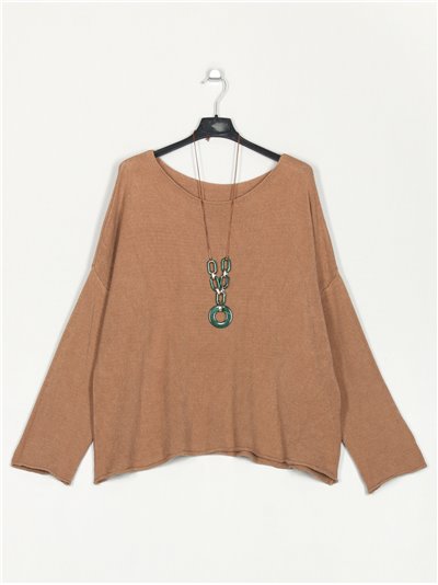 Plus size soft knit sweater camel