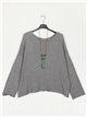 Plus size soft knit sweater gris