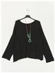 Plus size soft knit sweater negro