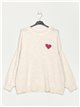 Plus size heart sweater beis