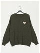 Plus size heart sweater verde-militar