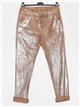 Metallic thread elastic trousers camel