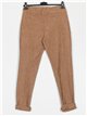 Metallic thread elastic trousers camel